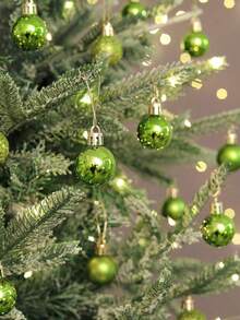 24pcs/Christmas Tree Decoration Ball Set - Shatterproof Christmas Tree Hanging Decoration Medium Hanging Balls For Winter Party New Year Christmas Tree Hanging Decoration (Green Pink)