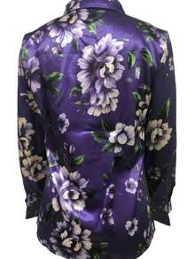 1 pieza Camisa de manga larga con botones y estampado floral, adecuada para vacaciones, días festivos, oficina, uso diario, fiesta de cumpleaños, regreso a clases, primavera y otoño