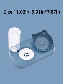 1pc 3-In-1 Elevated Pet Bowl With 500ml Water Bottle - Automatic Dog And Cat Feeder - Feeding Station, Neck Protection Design, Comes With Gravity Water Bottle, Protects Neck, Cat Bowl, Cat Food Bowl, Dual Bowls Protect Cervical Spine, Automatic Water Bowl, Anti-Spill Cat Food Bowl, Pet Supplies, Self-Filling, Full But Not Overflowing, Cat Bowl Multi-Slot Rotatable Design, Detachable Design, Fully Washable