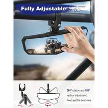 Espejo retrovisor UTV, SXS UTV Espejo central con abrazadera de aluminio para montaje en jaula de 1.5 a 2 pulgadas, compatible con RZR, Maverick Can Am X3, Talon - Negro - - Ver 4
