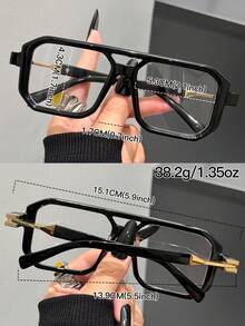 LiMiaoMiao 1pc Rectangular Double Bridge Vintage Reading Glasses, Clear Transparent Computer Reading Glasses, Magnification +1.0 To +4.0, Unisex - trong suốt - Xem 2