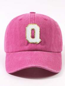 1 件时尚紫红色 26 个字母贴片简约棒球帽，街头休闲聚会弧形帽檐爸爸帽，男女通用户外可调节四季棒球帽 - 棒球帽 - 查看 28