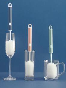 1pc Long Handle Cleaning Sponge Brush, Detachable Sponge For Cleaning Cups, Bottles,
