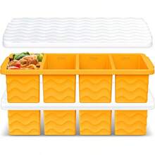 Silicone Freezer Molds For Soup With Lid – 1-Cup Soup Container Style Ice Cube Trays For Freezer, Meal Prep & Food Storage, Freeze 250mL/125mL Portions – 4 Pack - Màu vàng - Xem 2