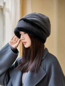 1pc Women Plush Beanie Hat, Fashionable Warm Headband, Korean Style Versatile Cute Earmuffs, Suitable For Autumn/Winter Outings And Daily Wear