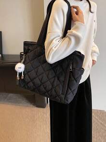 Leisure Large Capacity Down Padded Coat Bag Fashion Shoulder Bag Portable Oblique Tote Bags, Commuter School, Sports, Traveling, Hiking, Sports, Travel School Bag, Back To School Backpack, Large Capacity, Portable, Lightweight, Suitable For Teen Girl Women College Students, Perfect For Back To School, College, Middle School, High School, Fashionable Tote Bag With Zipper, Tote Bags For Women, College Essentials