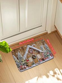 1 pièce Paillasson thème de Noël antidérapant - Maison en pain d'épices, bonhomme de neige, design sapin. Tapis de bain en flanelle, épaisseur 1 yard, tapis de bain rectangulaire, paillasson d'entrée extérieur, tapis de sol de cuisine anti-dérapant et absorbant l'huile, lavable en machine, facile à nettoyer, décoration d'entrée, convient pour le salon, la chambre, la cuisine, la salle de bain, les fêtes, les vacances, les cadeaux - Multicolore - Voir 13