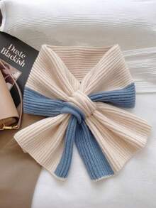 这款女士撞色十字针织围巾，时尚百搭，触感柔软，是圣诞节或情人节的完美礼物，尤其适合搭配连衣裙。 - 彩色 - 查看 2