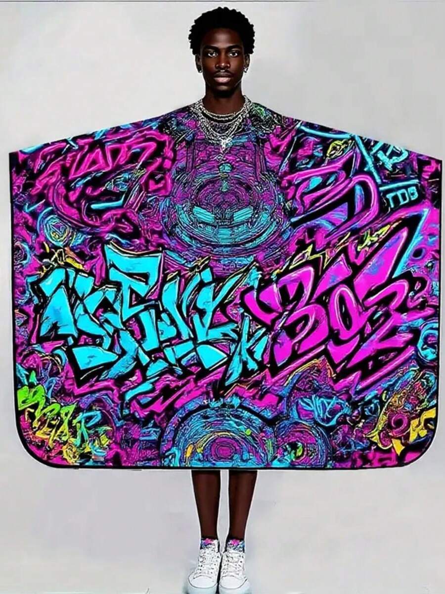 Colorful, High-End, And Fun Original Salon Hairdressing Cloth, Rich In Colors And Bright In Hues, Suitable For Hairdressers And Stylists, Hair, Barber, Hair Tools, Hair Products,Travel Essentials,Travel Essential,Hairstyle,Hairdressing,Hair,Travel,Hair Products,Hair Tools,Hair Stuff,Barber,Barber Accessories,Barbershop,Hairdressing Equipment - Multicolor - View 1