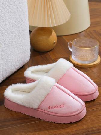 Couple's Plush Slippers, Women's Autumn/Winter 2025 New Warm Plush Indoor Home Shoes, Men's Thick Bottom Winter Shoes