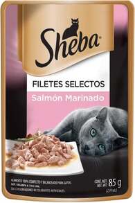 Sheba - Alimento Húmedo para Gato Adulto, Sabor Filetes De Salmón Marinado 85g c\/u. Paquete de 24 Unidades, Sin Colorantes ni Sabores Artificiales - negro - Ver 2