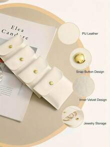 1/5/10pcs Faux Leather Jewelry Pouches With Snap Closure, Luxury Gift Bags For Earrings, Necklaces, Bracelets And Rings Storage - Multicolor - View 9