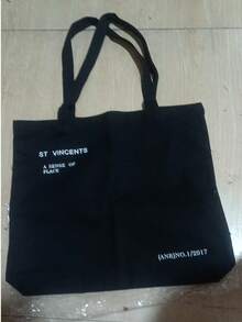 1pc Men's Canvas Shoulder Bag With Letter Print, Casual Tote Bag Large Capacity Reusable Shopping Bag