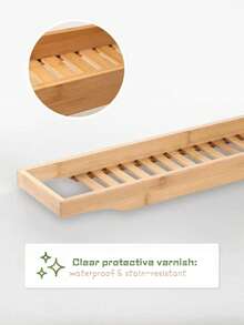 Nampan Penyimpanan Perlengkapan Mandi dari Bambu - Pengatur Bak Mandi & Pancuran, Tahan Lembap, Ringkas & Ringan, Perlengkapan SPA Penting untuk Relaksasi di Bak Mandi - Jahe - View 4