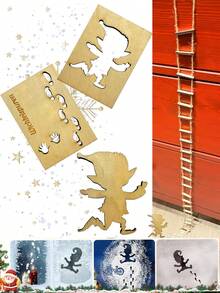 1 set de décorations de Noël, modèle de pied d'accessoire de lutin, échelle de corde de farce de lutin, modèle de lutin, site de construction de lutin, décoration d'elfe d'intérieur pour Noël, convient pour la décoration de sol et de fenêtre