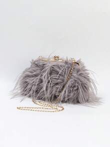 BAILEE Stylish, Elegant, Lightweight, Luxury, Solid-Colored Shoulder Bag With A Clasp And Metal Chain Strap. Perfect For Outfits And As A Gift Option. - Multicolor - View 18