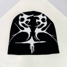 1 件秋冬美国街头风格提花火焰针织帽,温暖时尚个性化滑雪帽秋季 - 彩色 - 查看 13