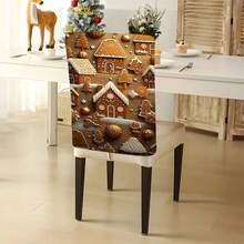 1 buc/4 buc/6 buc/10 buc Husă de scaun scurtă din pluș cu imprimeu de omuleț de turtă dulce, brad de turtă dulce, husă detașabilă pentru scaun din material pluș scurt, husă de protecție pentru spătar, potrivită pentru toate anotimpurile, husă de scaun pentru decor de sărbători pentru sufragerie, sufragerie, scaune de casă, cu protecție pentru spate, aplicabilă în restaurante, birouri, sufragerii, hoteluri și decor interior