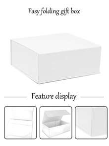 3个装 - 豪华磁扣礼盒，可折叠，带丝带。圣诞礼盒，伴郎邀请礼盒，婚礼、圣诞节、万圣节、生日礼物的理想之选（白色） - 白色 - 查看 4