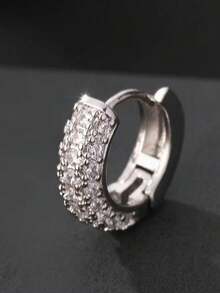 1 pezzo Orecchino a cerchio da uomo completamente decorato con strass, regalo ideale per uso quotidiano per amici e fratelli