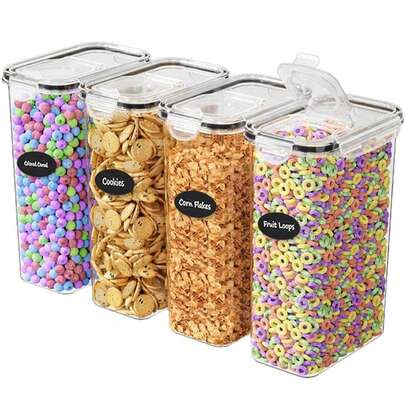 2件/4件谷物储存容器套装，盖子可打开，0.8L/1.4L/1.6L/2.0L/2.5L谷物米桶，食物分隔器，塑料谷物储存容器带标签和笔（可单独购买）