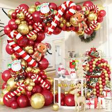 125pcs Christmas-Themed Balloon Garland Arch Set ,Includes Gingerbread Man, Santa Claus, And Candy Cane Foil Balloons, As Well As Retro Red And Gold Latex Balloons. Perfect For Christmas, Christmas Eve Parties, New Year's Parties, Baby Showers, Birthday Parties, Family Gatherings, And Christmas Decorations. - Multicolor - View 1