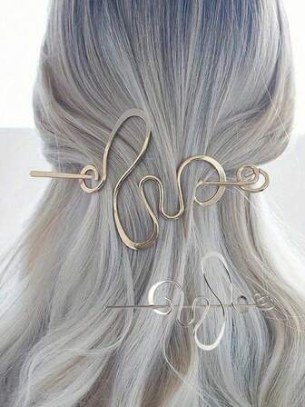 1/2pcs Smooth Asymmetrical Metal Wrapped Hair Clip Hair Accessory DIY Jewelry Supplies, Hair Accessories