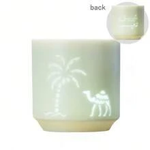 1 pieza Taza de espresso de cerámica, taza de té, diseño hueco creativo, estilo del desierto de Oriente Medio, árbol de coco de camello, la belleza del arte del vasto desierto, taza simple y exquisita de alta gama, resistente a altas temperaturas, sensación cómoda, alta calidad, taza de té para oficina y hogar, muy adecuada para uso personal o regalo