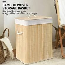 Cesta de lavandería de bambú, cesta de lavandería plegable de gran capacidad con asa, cesta de lavandería rectangular/redonda, ahorra espacio en dormitorios, baños, salas de lavandería, etc., un imprescindible para el hogar. Cesta de lavandería, cesta de lavandería, cesta de almacenamiento de baño, cesta, cesta de almacenamiento, cesta de lavandería plegable, cesta de almacenamiento.