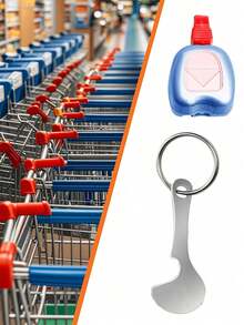 1pc Convenient Stainless Steel Shopping Cart Token Key Ring For Supermarket Trolleys