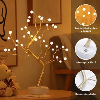 Luces de árbol, 36 bombillas, alimentadas por batería o USB, múltiples modos de iluminación, diferentes estilos para iluminar tus fiestas y celebraciones, también es un buen regalo. Adecuado para decoración del hogar, oficina y ventanas.