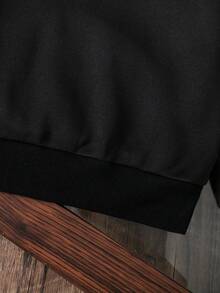 Young Girl Floral & Letter Print Warm Sweatshirt - Black - View 4