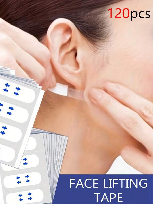 Fita adesiva para lifting facial descartável, 120 peças/80 peças/40 peças/20 peças/2 peças, fita invisível para lifting facial, fita invisível para emagrecimento facial, bandagem transparente para lifting e firmamento, fita auxiliar para maquiagem, indolor, não irritante, adequada para queixo duplo e pescoço, emagrecimento facial - sem álcool, adequada para todos os tipos de pele, unissex, acessório de maquiagem, maquiagem essencial, adequada para festivais, festas, passeios diários, cosplay