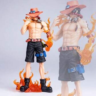  One Piece Ace And Luffy Action Figure Set - Featuring Realistic Designs, With Ace Holding His Flaming Fist And Luffy Wearing His Black And Blue Outfit; Perfect For Home Decor And Anime Fans' Collections; Finely Crafted With Dynamic Poses; An Ideal Gift.