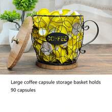 Large & Small Size Woven Wood & Iron Wire Art Coffee Basket, Kitchen Coffee Corner/Dining Table Decor