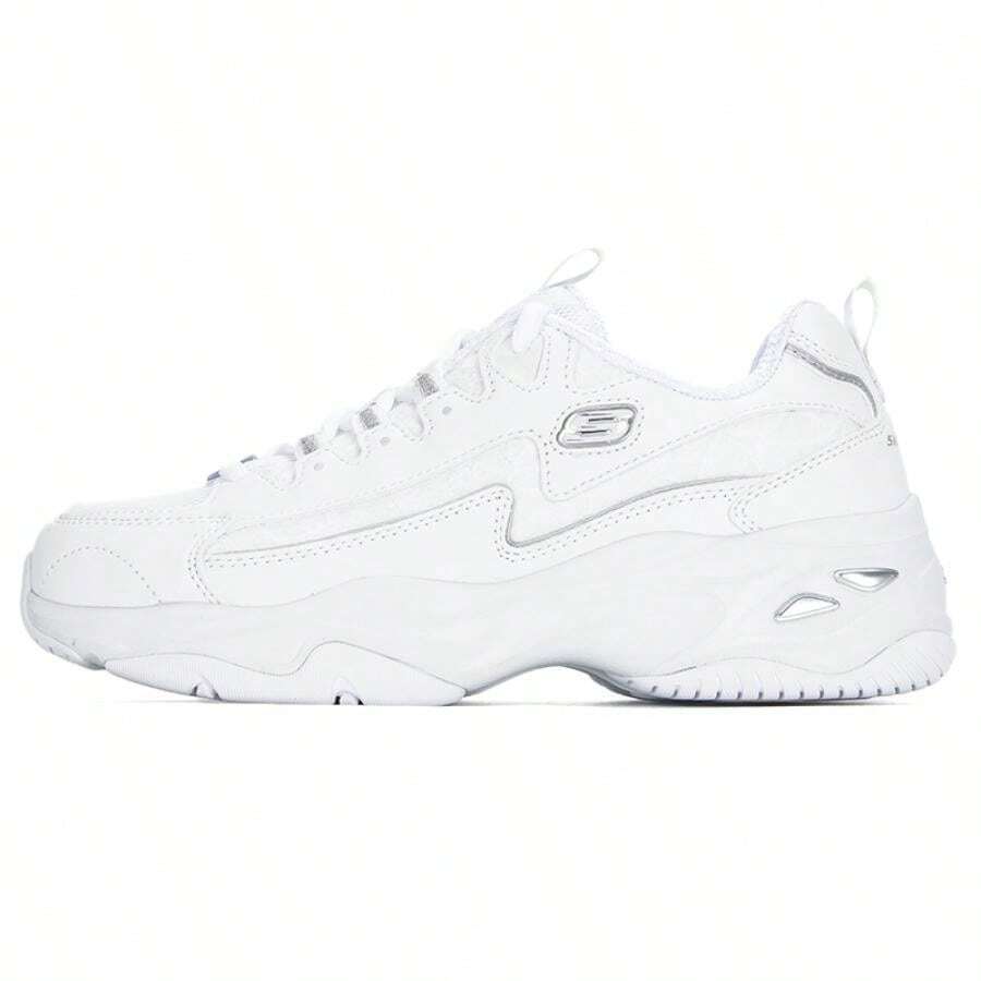 Skechers Women's D'LITES 4.0 White/Silver Panda Low-Top Lightweight Sneakers, Casual Shoes 896147-WSL