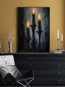 1 pieza Pintura de arte de pared de vela de Halloween vintage, estilo gótico y academia oscura, impresiones fantasiosas góticas y de academia oscura de terror, decoración de otoño y Halloween para dormitorio, sala de estar, oficina, comedor, cocina, sala de estudio, pasillo, dormitorio, baño, regalo ideal para amigos, arte de pared, decoración del hogar, decoración de habitación, arte de pared en lienzo, pósteres, sin marco