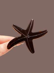 1pc Women's 7.5cm/2.95in Brown, White, Red, Tortoiseshell Ombre Acetate Starfish Hair Clip, Fashion Versatile High-End Elegant Simple Solid Color Edge Hair Accessory Suitable For Daily Casual, Party, Commute, Beach, Vacation, Ponytail, Bun, Face Washing, Makeup, Outfit Matching, Claw Clips, Hair Claws, Hair Slide, Hair Barrettes