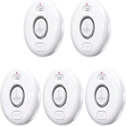 5 Pack Water Leak Alarm Detector, 120dB Loud Alert Water Sensor, IP66 Waterproof, Sensitive Leak And Drip Alert, Easy Installation For Home, Basement Flood Prevention, Bathroom, Sink, Laundry