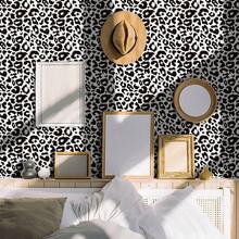 1 Roll Of Black And White Leopard Print Self-Adhesive Wallpaper With Black And White Leopard Print Pattern Removable Vinyl Contact Paper Used For Bedroom, Living Room Cabinet Pasting Furniture Renovation Door Decoration Home Decoration And Art Wall Renovation Wallpaper 15.7inX39.3/118.1/196.8in