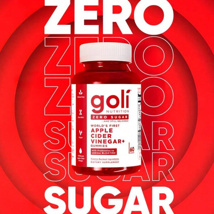 ✨ Goli Zero Sugar Formula | Vitamin B12 + Probiotics | Plant-Based Digestion Support* | 60 Count | Gelatin-Free - Khác - Xem 1