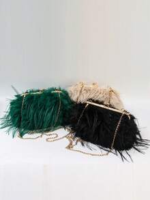 BAILEE Stylish, Elegant, Lightweight, Luxury, Solid-Colored Shoulder Bag With A Clasp And Metal Chain Strap. Perfect For Outfits And As A Gift Option. - Multicolor - View 7