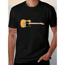 Merle Haggard Butterscotch Telecaster Electric Guitar Comfortable Cotton Mens Round Neck Short Sleeves T-Shirt, 180g, Guitar, CottonPattern Print Cotton Crew Neck T-Shirt Gift - 白色 - 查看 1