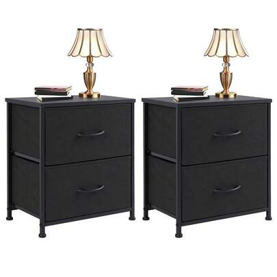 2-Piece 2-Drawer Dressing Table Nightstand Set American Country Style Metal Frame With Waterproof Wooden Top Suitable For Bedrooms And Entryways