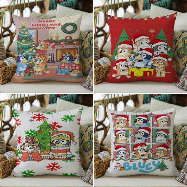 1pc  Cute Square Print Pillowcase, Christmas Theme Decoration, Party Decoration Cushion Cover, Sofa Decoration Pillowcase, Living Room Decoration, Bedroom Cushion, Car Interior Decoration Cushion, Exquisite Home Gift Christmas Decorations Christmas Decoration Christmas Decorations Home Home Decor