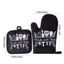 2pcs Set Thick Multi-Color Kitchen Microwave Oven Gloves, High Heat Resistant Oven Mitts For Baking Cooking, Heat Insulation Pads - Black and White - View 9