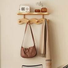1 pieza Perchero de pared con ganchos - Fácil de instalar, sin necesidad de taladrar, estante de almacenamiento multifuncional para dormitorio, sala de estar, entrada - Estilo casual