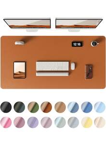 Leather Desk Pad, Office Desk Mat, Large Mouse Pad, Writing Board, Office Desk Blotter, Black, White, Purple, Pink, Gray, Green, Blue Non-Slip PU Leather Imprint, Laptop Pad, Waterproof Writing Mat For Office And Home Gaming Mouse Pad Desk Accessories Office Supplies Office Desk Accessories Mousepad Mouse Pad For Desk - Multicolor - View 28