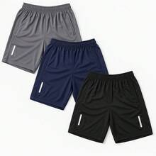 3-Piece Men's Sports Gym Shorts Kit With Reflective Zipper - Multifärgad - Visa 4