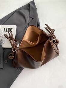 Bolso de almohada de gran capacidad vintage para mujer, nueva moda de piel suave 2025 versátil para cruzar el hombro y llevar debajo del brazo, adecuado para ir al trabajo, otoño/invierno